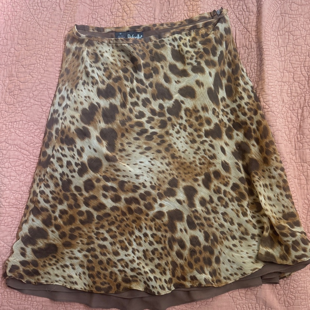 Rafaella Brown Leopard A-Line Skirt